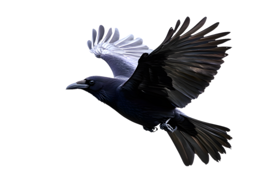 Black crow isolated on transparent background