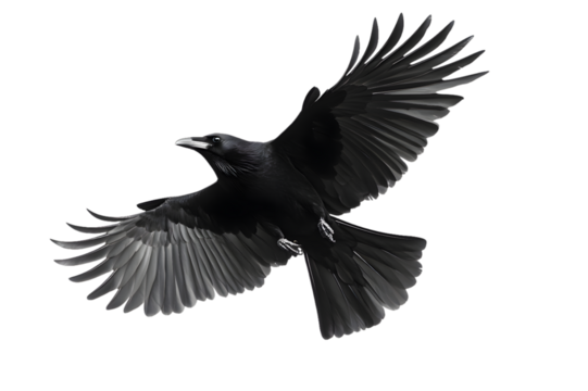 Black crow isolated on transparent background