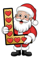 Cartoon Happy Santa Claus Holding the Letter L on White Background, Christmas Theme