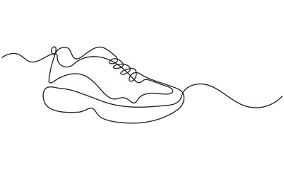 Premium vector shoe continuous one line drawing on white background concept of shoe business