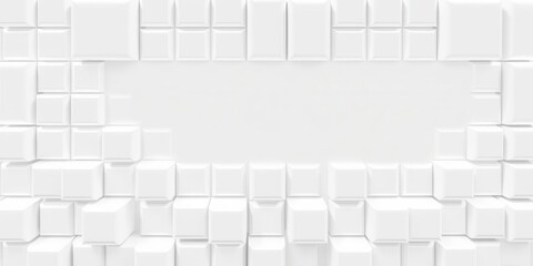 Abstract geometric pattern of random shifted white cube boxes block background with copy space, stock photo, pattern, blocks