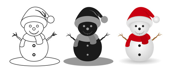 snowman icon set vector illustration isolated on white background.