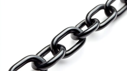 Obraz premium Black chain link fence pattern close-up on white background, showcasing clean lines and stark contrast for an industrial, minimalist look.