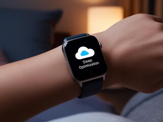 Close-up of a smartwatch displaying sleep optimization features, highlighting the intersection of health and technology in modern lifestyle.
