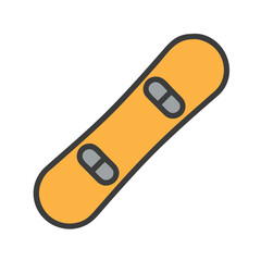 Icon of a yellow snowboard, ideal for winter sports themes.