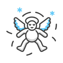 Black icon of a person creating a snow angel, capturing winter enjoyment.