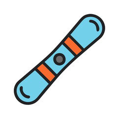 Icon of a blue snowboard, representing winter sports.