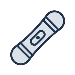 Icon of an orange snowboard, symbolizing winter sports and activities.