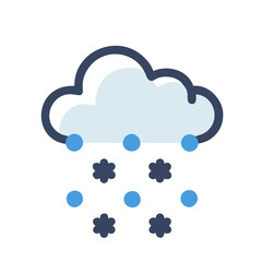 Icon of a cloud dropping snowflakes, ideal for winter weather themes.