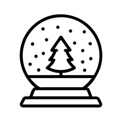 Icon of a snow globe containing a tree, symbolizing winter scenes.