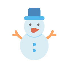 Icon of a snowman with a blue hat, ideal for winter themes.