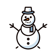 Icon of a snowman with a black hat, perfect for winter themes.