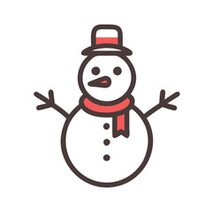 Icon of a snowman with a red hat, capturing winter spirit.