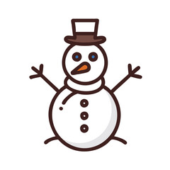 Simple snowman icon with black hat, ideal for winter themes.