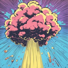 Colorful Comic Style Speech Bubble with Explosive Background