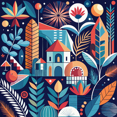 Obraz premium Abstract color poster seamless decorative pattern art vector 