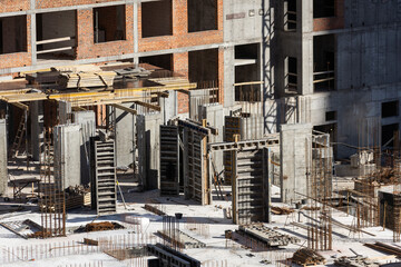 Construction Crane at Building Site - Concept of Modern Construction