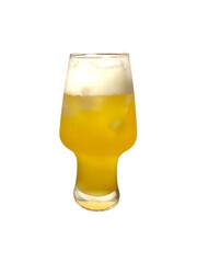 Cold beer in the glass isolated on white background. Beer mug