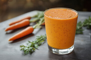 Nourishing breakfast smoothie with carrot juice and protein for healthy start