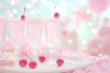 Charming Pink Drinks with Cherries