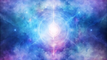 Obraz premium Vibrant aura energy radiating from the center in a mystical cloud background with soft hues
