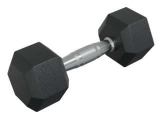 Blank Hex Dumbbell, weightlifting gym equipment, side view. Png clipart isolated on transparent background