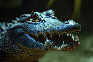 Fototapeta premium Alligator with its mouth open, displaying sharp teeth