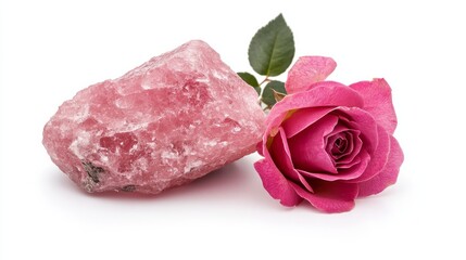 Obraz premium pink natural stone on white with rose