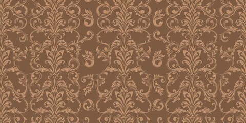 Elegant damask seamless pattern with intricate floral motifs and ornate scrolls, pattern, luxury, scrolls