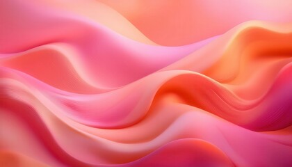 Obraz premium Dreamy Gradient Waves in Pastel Tones. Abstract Background with Soft Fluid Lines and Vibrant Pink Orange Colors, Perfect for Calm, Creative Concepts in Branding, Web Design, and Wallpapers