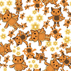 Obraz premium Cute and Minimalistic Puss In Boots Seamless Repeat Pattern Design