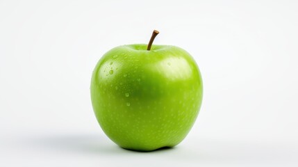 beautiful green apple on a white background.