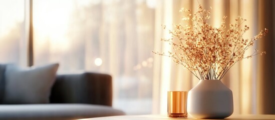 Fototapeta premium Abstract blurred interior background with soft lighting and gentle shapes creating a calm and inviting atmosphere