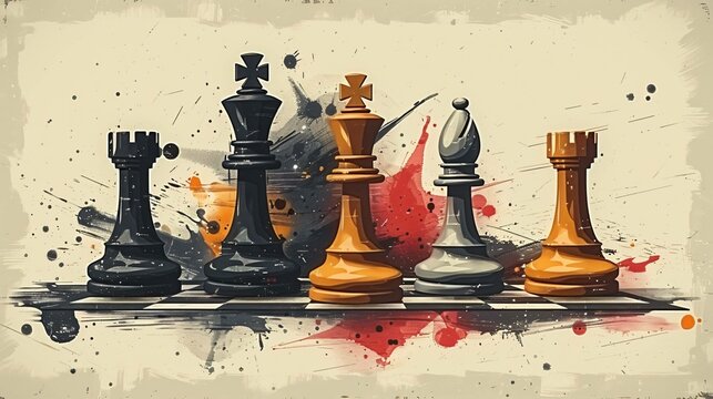 Knight and pawn chess poster