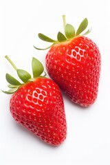beautiful and ripe strawberries on a white background.
