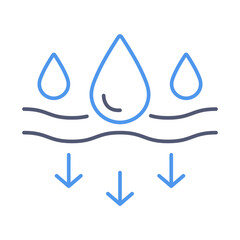 Moisturizing Icon – Water Droplets Absorbing, Representing Hydration, Skin Care, and Softening