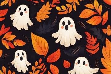Whimsical Ghosts and Autumn Leaves