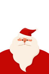 Close-up Santa Claus on white background with copy spase. Vector illustration for Christmas celebrate concept and New Year posters, gift and banners.