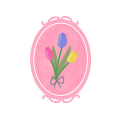 pink tulips in frame 