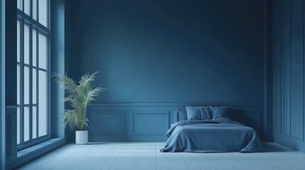 Scandinavian interior design featuring a blue room 3D rendering showcasing modern decor elements