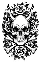 Dark and Mystical Skull Tattoo Artwork. Dark and Mysterious Skull Illustration Images
