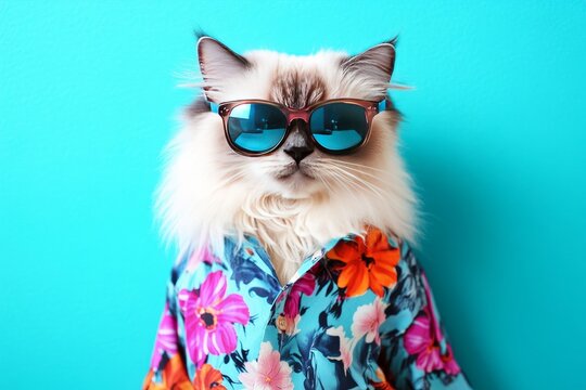 Cool Cat in Sunglasses and Shirt
