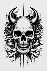 Obraz premium Dark and Mystical Skull Tattoo Artwork. Dark and Mysterious Skull Illustration Images 