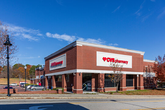 1 DEC 2022-WAKE FOREST, NC, USA: CVS Pharmacy, in downtown.