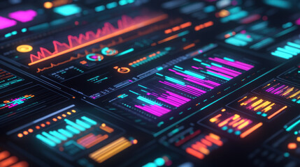 Fototapeta premium vibrant digital marketing dashboard with colorful data visualizations and graphs