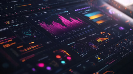Obraz premium vibrant digital marketing dashboard displaying data visualizations and analytics