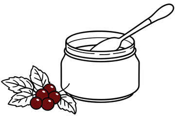 Homemade Cherry Jam with Spoon in Jar