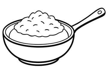 Line Art Illustration of a Bowl of Mashed Potatoes