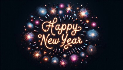 happy new year colorful firework 