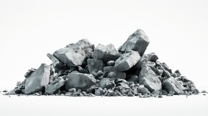 Naklejka premium Multiple piles of crushed stone against clean wite background